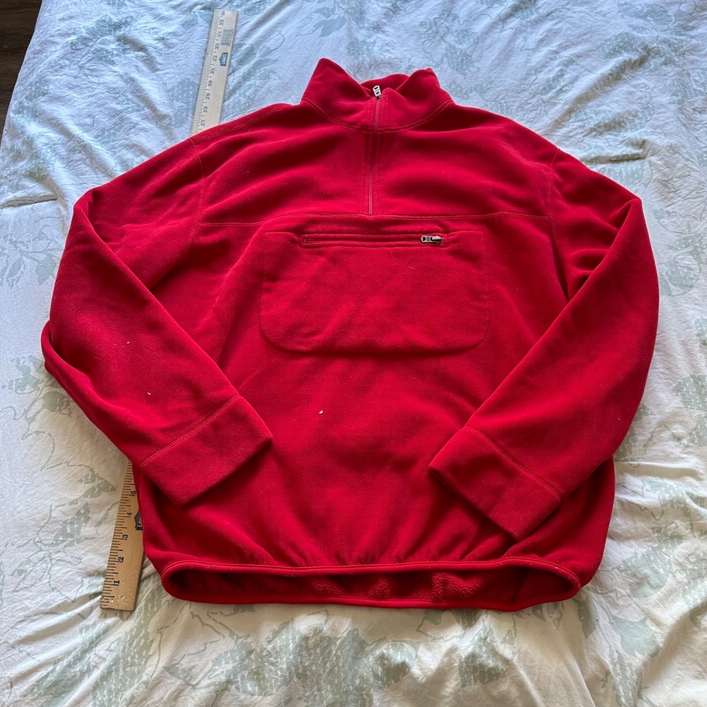 Polo Sport Ralph Lauren Red Quarter Zip Fleece Pullover XL Mock Neck Pocket